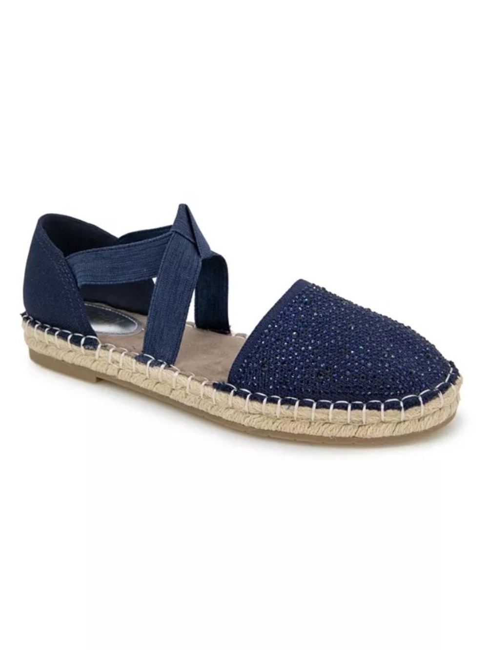 Kenneth Cole Reaction LUNA Sparkly Espadrille Flat Sandal Navy 8.5 Like New!